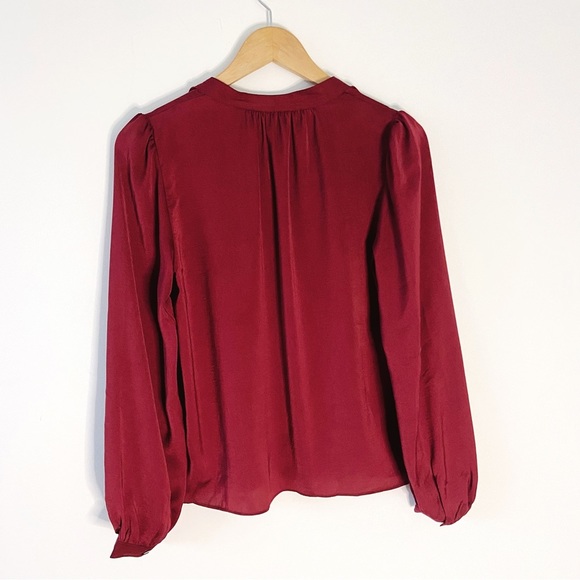 NEW! GAP Long Sleeve Split Neck red satin blouse. SIZE SMALL. - Picture 7 of 13